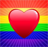 Heart on glowing rainbow background