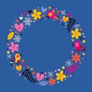 flowers hearts birds love nature circle frame background