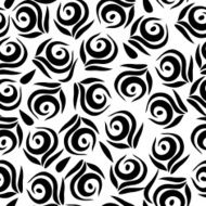 Monochrome seamless pattern with stylized flowers roses