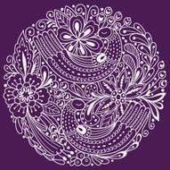 Round floral pattern with birds Vector background N2