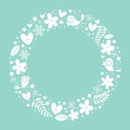 flowers hearts birds love nature circle frame background N2