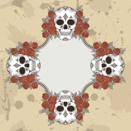Vector vintage frame with skulls N20