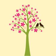 card with floral tree and love bird N2
