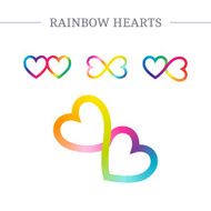 Rainbow hearts vector symbols