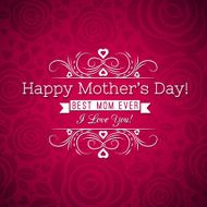 Red Mother's day greeting card with roses and wishes text N2