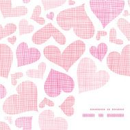 Pink textile hearts horizontal frame corner pattern background