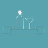Martini glass bottle and ribbon contour