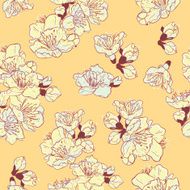 Natural Seamless Pattern with flowers on yellow Background