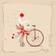 Birthday greeting card with bicycle and gifts N2