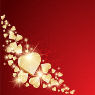 Background 3d golden hearts Vector N4