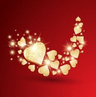 Wave made with golden hearts Vector