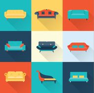 Vector sofa icons