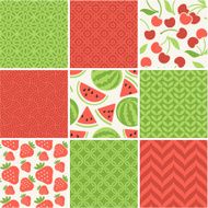 Seamless vector patterns set - summer berries backgrounds