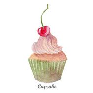 watercolor cupcake hand painted illustration N7