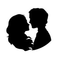 Silhouettes of loving couple N3