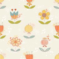Cute seamless pattern with colorful flowers N3