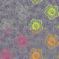 Heart with stylized flowers Set of seamless pattern or backgroun N2