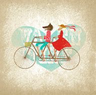 Valentine love couple wolf sheep heart bike vintage