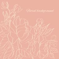 Floral background with hand drawn peonies N2