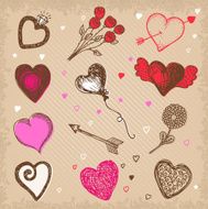 Hand-drawn Valentine`s day set N2