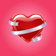 Glossy heart with ribbon