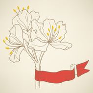 Retro floral greeting card with azalea