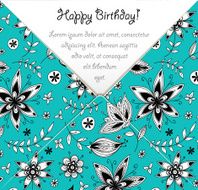 Happy Birthday card with colorful floral pattern N4