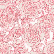 seamless red and beige peonies