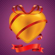 Golden Heart with ribbon