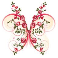 Red and Pink Roses in the Shape of Butterfly
