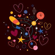 abstract art illustration with cute hearts