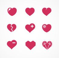Vector set of love signs 9 Hearts icons N2