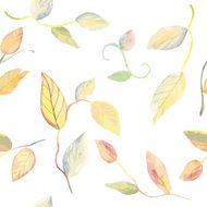 Watercolor floral seamless pattern with leaves on white background N2