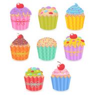 Set of tasty muffins and cupcakes