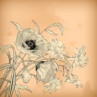Watercolor Pencil Hand Drawing Flowers