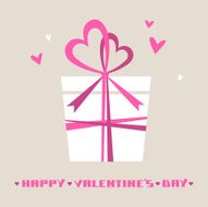 Gift with bow of hearts