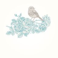 Background with roses and birds