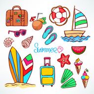 Set of summer colorful symbols