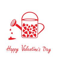 Love watering can with hearts inside Happy Valentines Day card