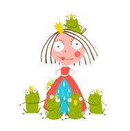 Princess and Many Prince Frogs Portrait Colored Drawing N2