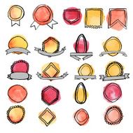 Hand drawn doodle watercolor frames and labels N4