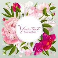 Pink red and white peony greeting card N2