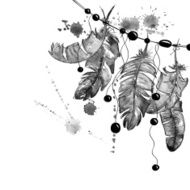 Watercolor hanging bird feathers N2