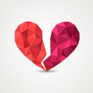 Broken heart in origami style