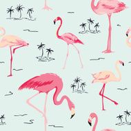 Flamingo Bird Background - Retro seamless pattern N9