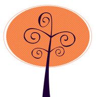 Ornamental Tree illustration isolated on white ( orange ) N2