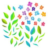 Watercolor vector floral elements