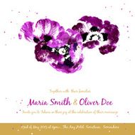 Vector background with purple watercolor poppies N8