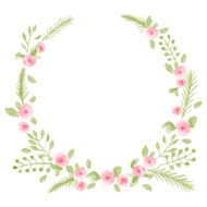 Hand painted watercolor floral round frame Vector illustration N6