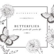 Background with flowers and butterflies N7
